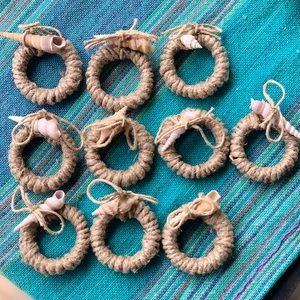 JUTE & SEASHELL NAPKINS RING HOLDERS